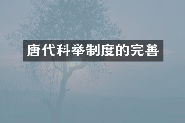 唐代科举制度的完善