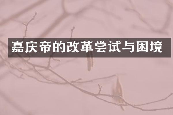 嘉庆帝的改革尝试与困境