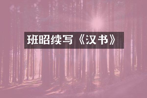 班昭续写《汉书》
