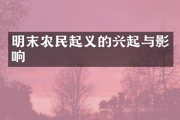 明末农民起义的兴起与影响