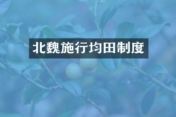 北魏施行均田制度