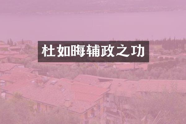 杜如晦辅政之功