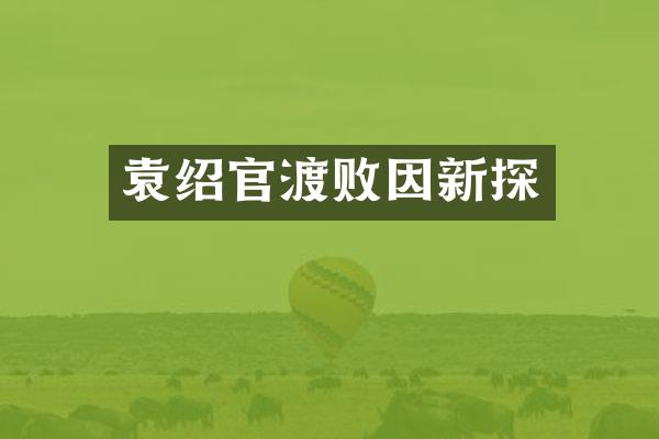 袁绍官渡败因新探