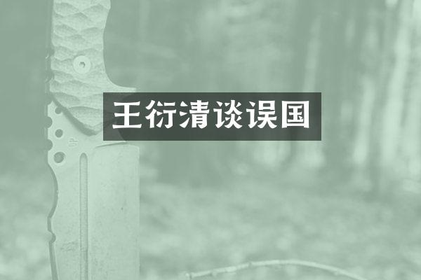 王衍清谈误国