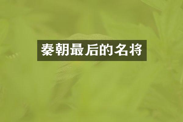 秦朝最后的名将