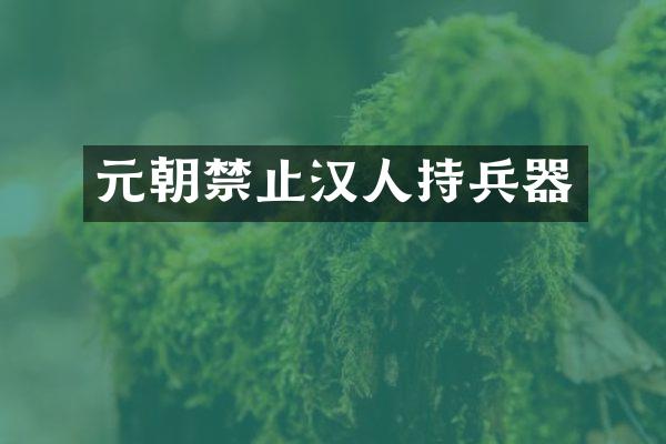 元朝禁止汉人持兵器