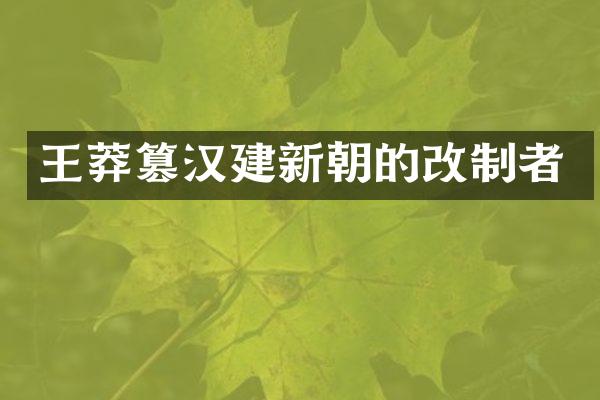 王莽篡汉建新朝的改制者