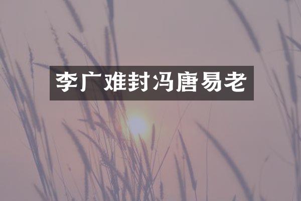 李广难封冯唐易老