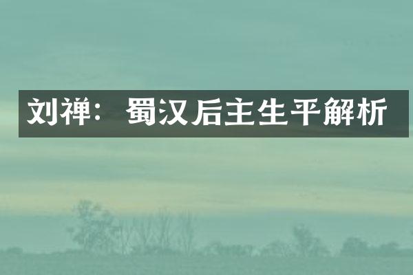 刘禅：蜀汉后主生平解析