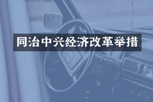同治中兴经济改革举措