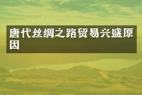 唐代丝绸之路贸易兴盛原因
