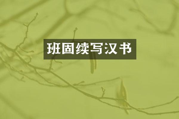 班固续写汉书