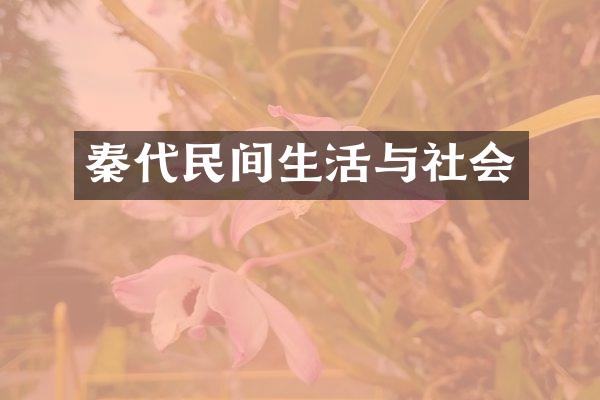 秦代民间生活与社会