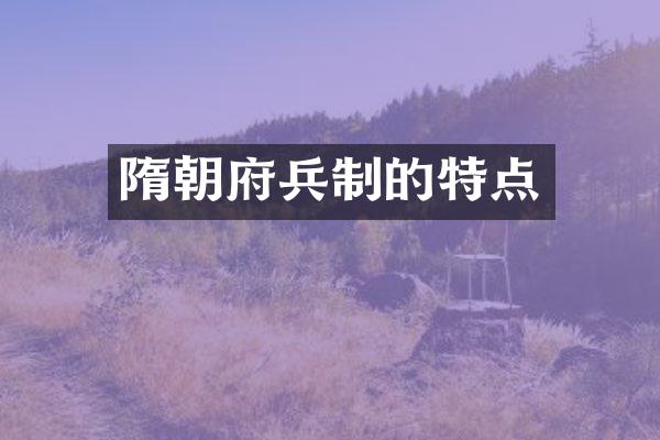 隋朝府兵制的特点