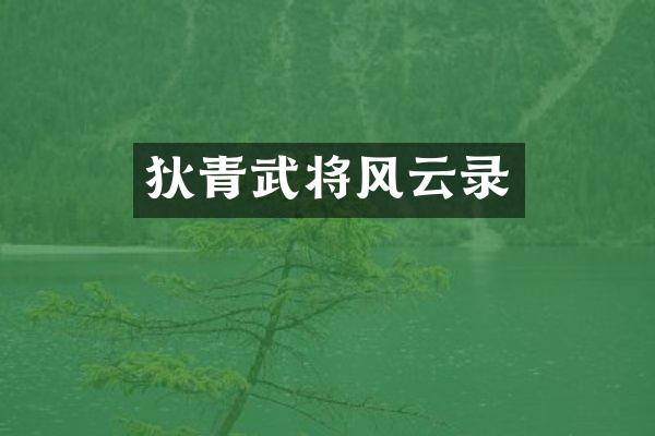 狄青武将风云录