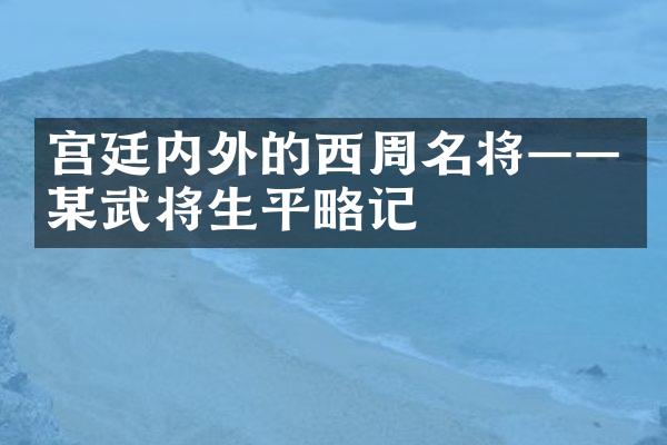 宫廷内外的西周名将——某武将生平略记