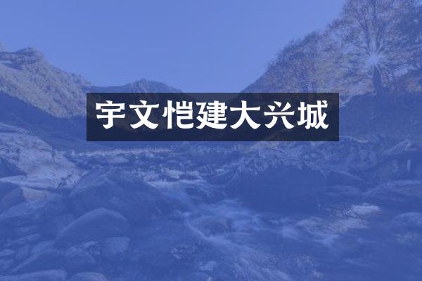 宇文恺建大兴城
