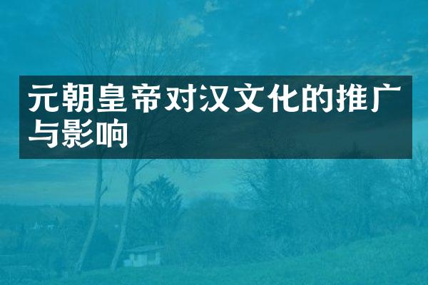 元朝皇帝对汉文化的推广与影响