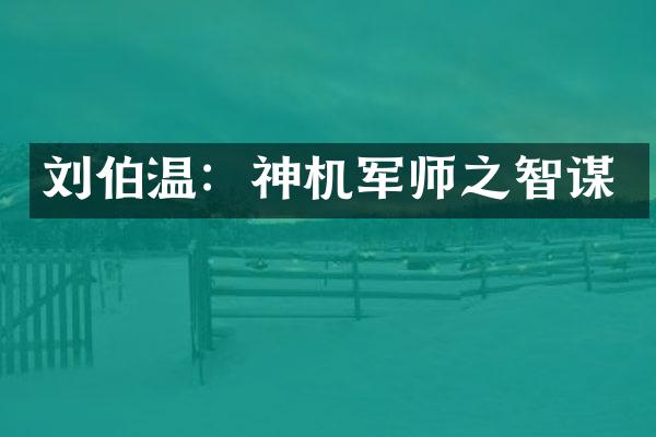 刘伯温：神机军师之智谋