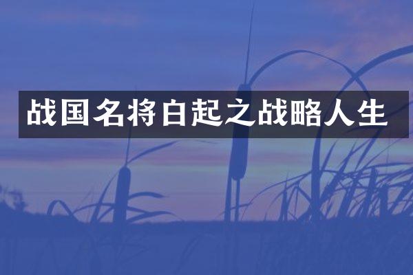 战国名将白起之战略人生