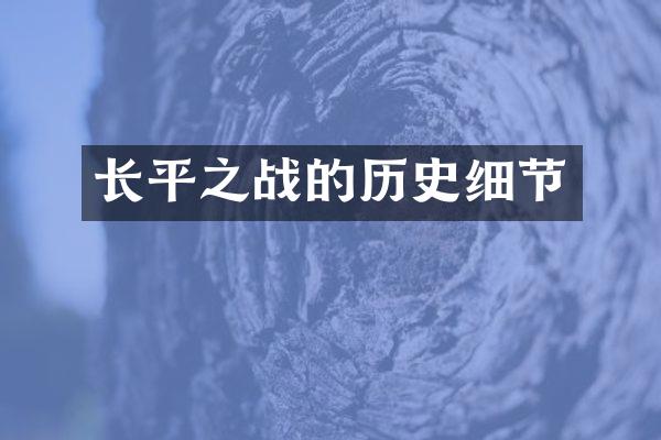 长平之战的历史细节