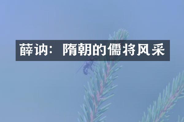 薛讷：隋朝的儒将风采