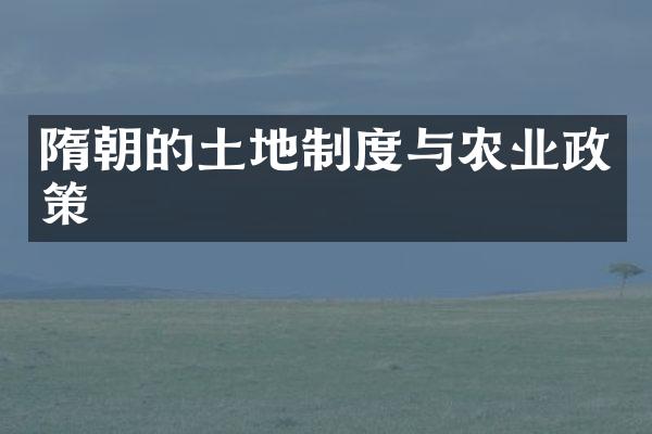 隋朝的土地制度与农业政策