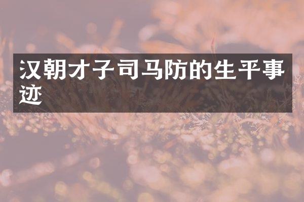 汉朝才子司马防的生平事迹