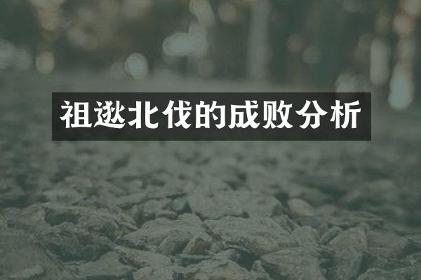 祖逖北伐的成败分析