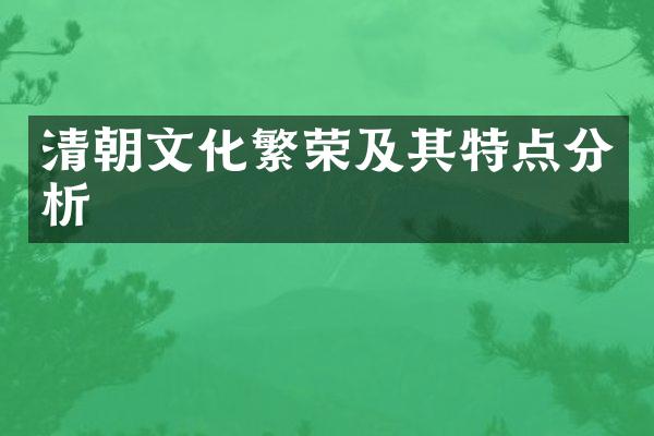 清朝文化繁荣及其特点分析