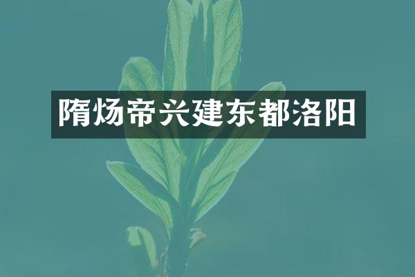 隋炀帝兴建东都洛阳