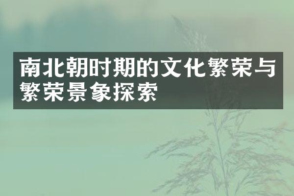 南北朝时期的文化繁荣与繁荣景象探索