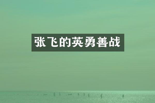张飞的英勇善战