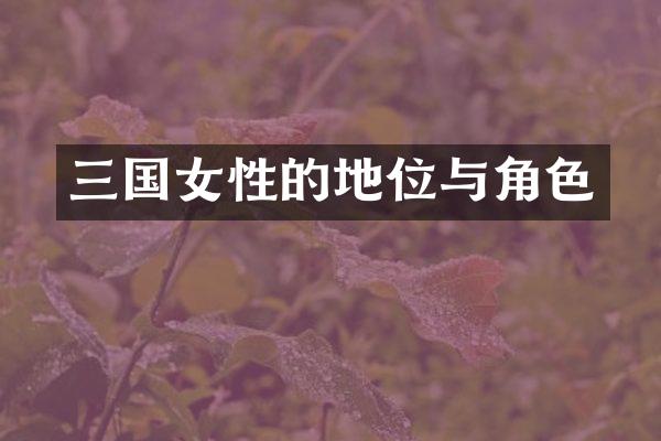 三国女性的地位与角色