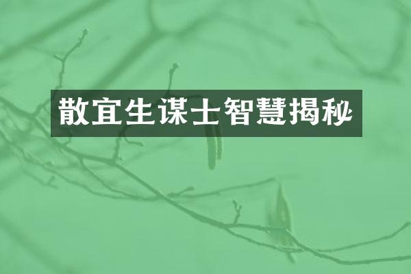 散宜生谋士智慧揭秘
