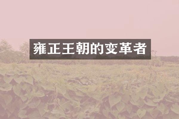 雍正王朝的变革者