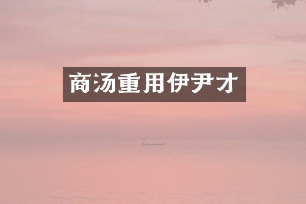 商汤重用伊尹才