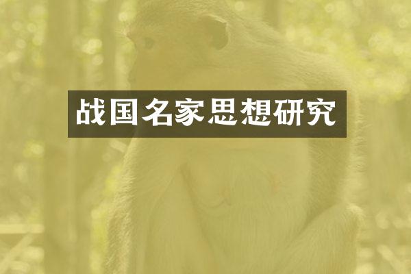 战国名家思想研究