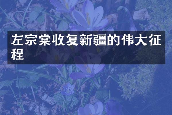 左宗棠收复新疆的伟大征程