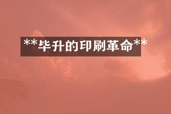 **毕升的印刷革命**